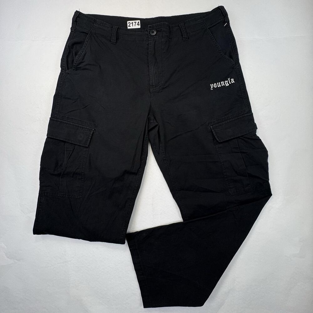 YoungLA 226 TrailBlaze Cargo Pants Mens XL Black Ripstop Stretch Streetwear